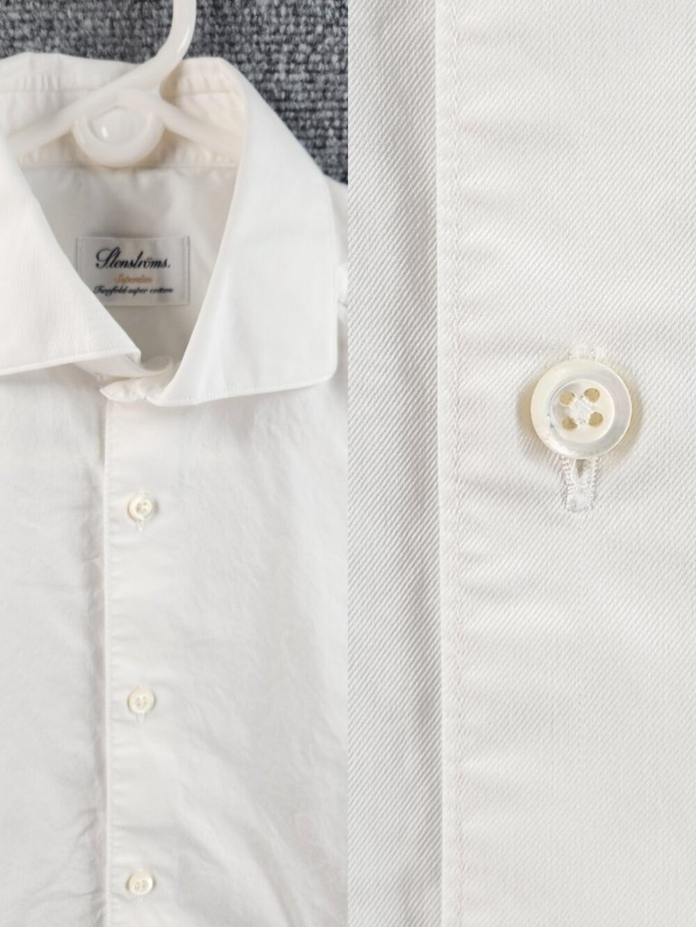 Stenstroms Estonia Cotton 14.5 Twofold Super White Long Sleeve Button Up Shirt